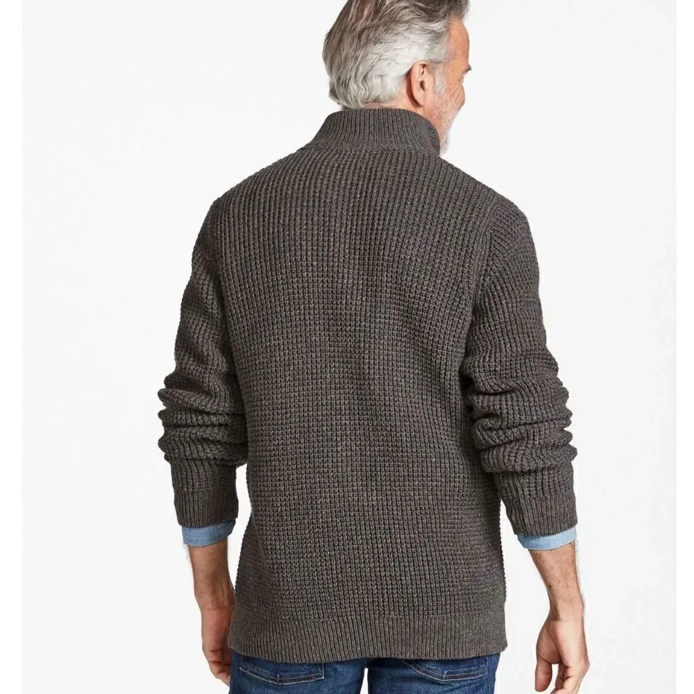 L.L. Bean Menswear Wicked Soft Cotton/Cashmere Waffle Knit 1/2 Zip Sweater Siz L